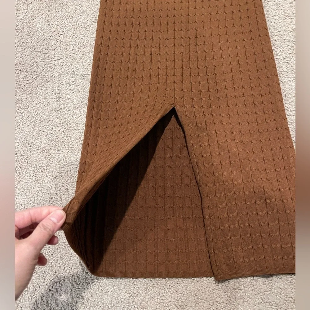 JOIE Chic Brown Boho Ribbed Knit Tube Maxi Skirt
